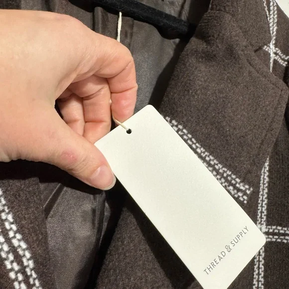 Thread $ Supply NWT Brown Plaid Fringe Coat Size S Western Southwest Boho Trench - Picture 4 of 6